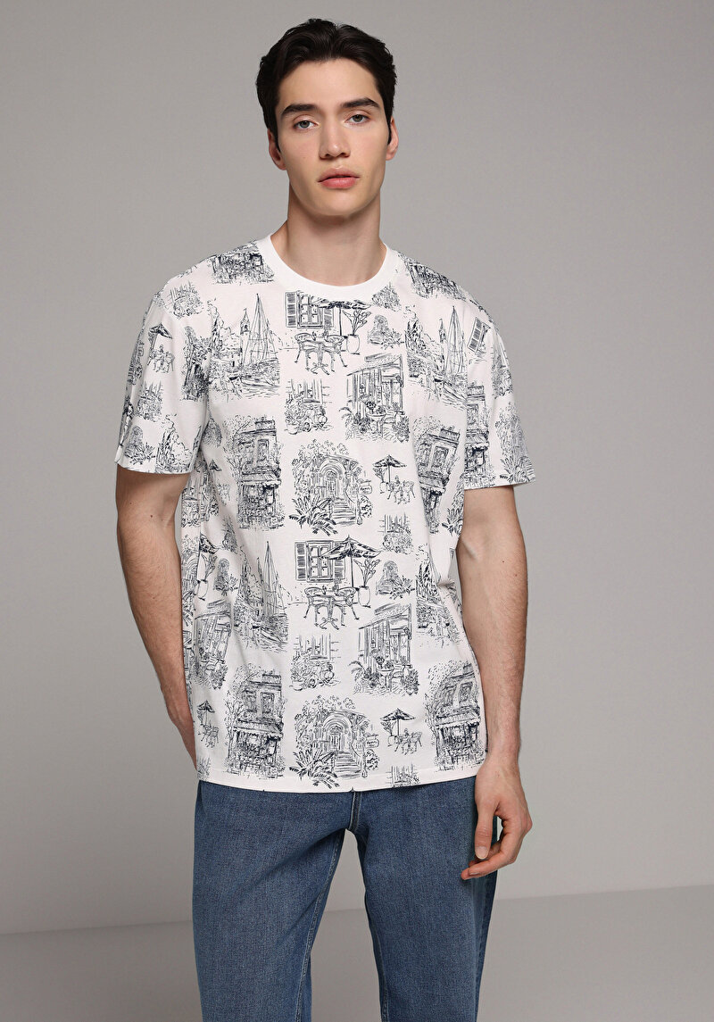 Imagine a Tricou Cu Maneca Scurta De Barbati Alb Regular Fit Cl1078808