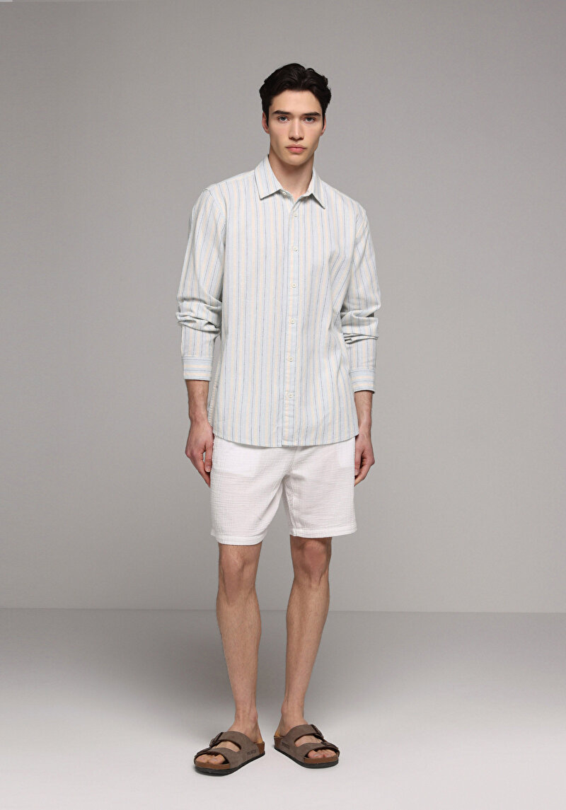 Imagine a Camasa Cu Maneca Lunga De Barbati Albastru Relaxed Fit Cl1079090