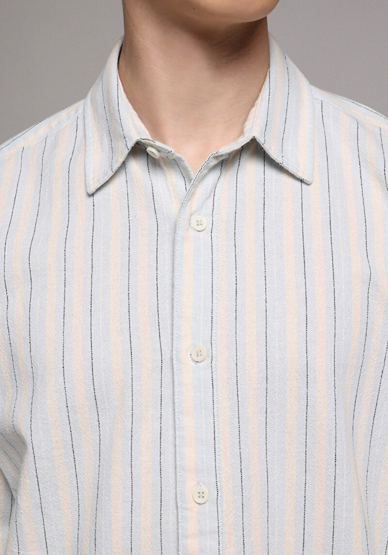 Imagine a Camasa Cu Maneca Lunga De Barbati Albastru Relaxed Fit Cl1079090