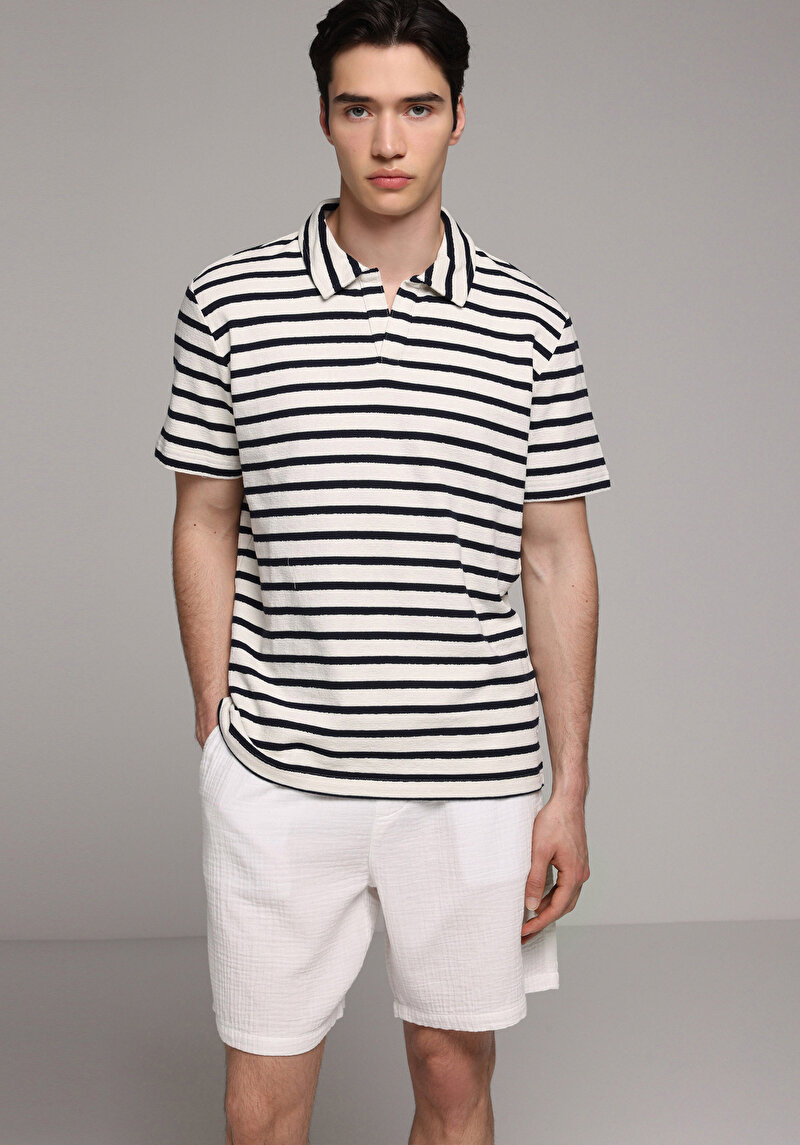 Imagine a Tricou Polo Cu Maneca Scurta De Barbati Albastru Marin Regular Fit  Cl1080251