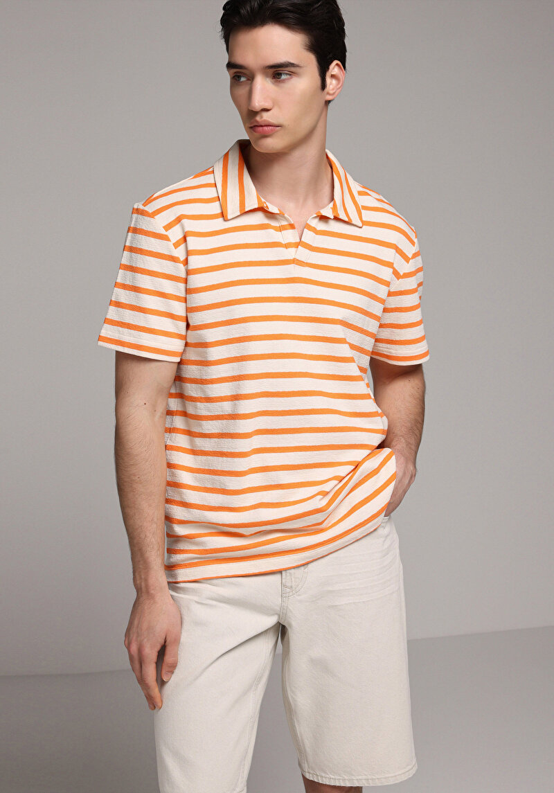 Imagine a Tricou Polo Cu Maneca Scurta De Barbati Portocaliu Regular Fit  Cl1080251