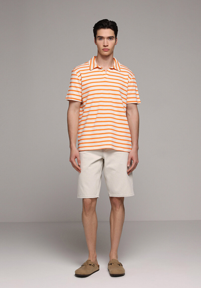 Imagine a Tricou Polo Cu Maneca Scurta De Barbati Portocaliu Regular Fit  Cl1080251