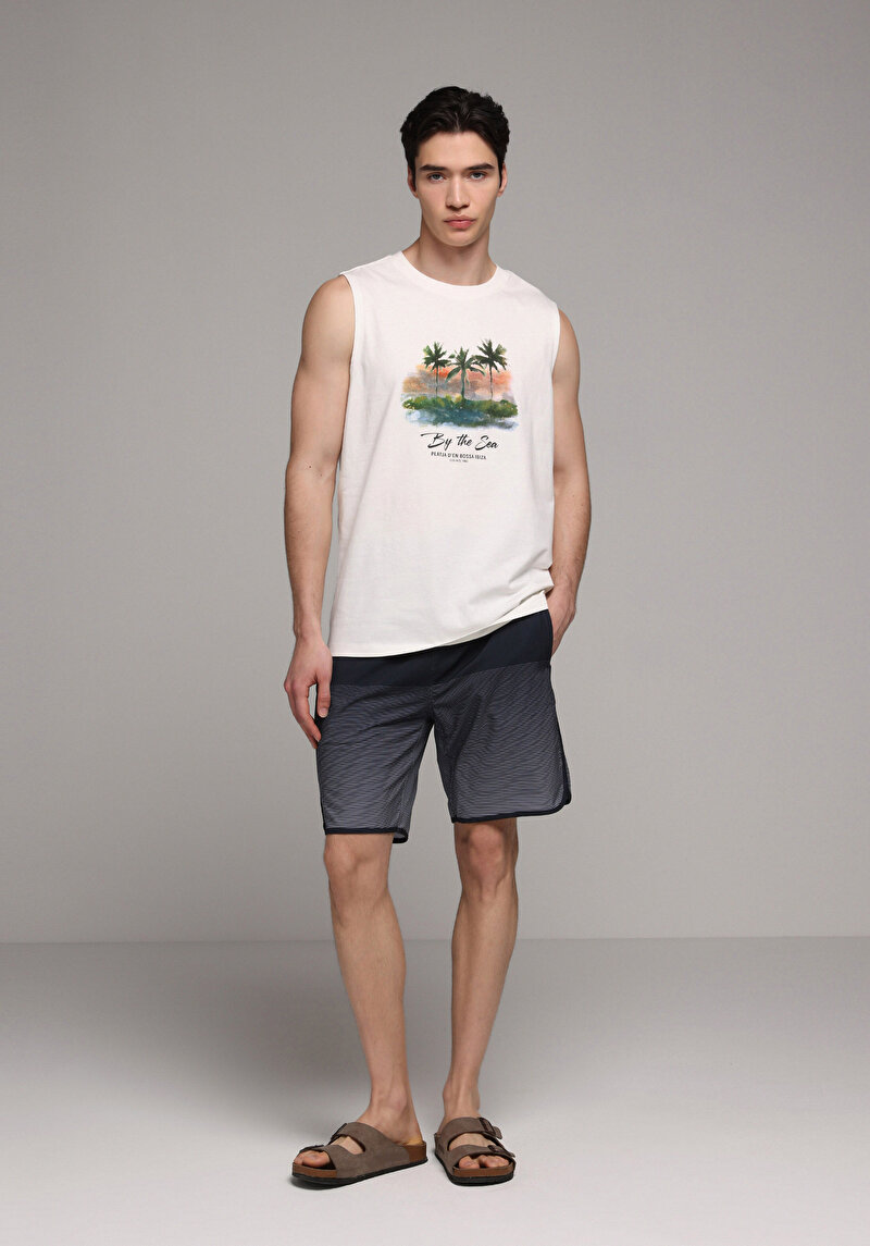Imagine a Short De Plaja De Barbati Albastru Marin Slim Fit Cl1081317