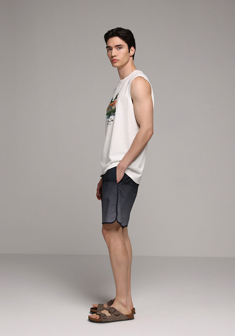 Imagine a Short De Plaja De Barbati Albastru Marin Slim Fit Cl1081317