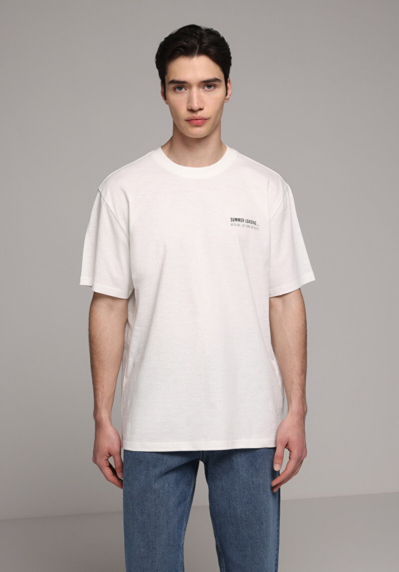 Imagine a Tricou Cu Maneca Scurta De Barbati Alb Comfort Fit Cl1079374