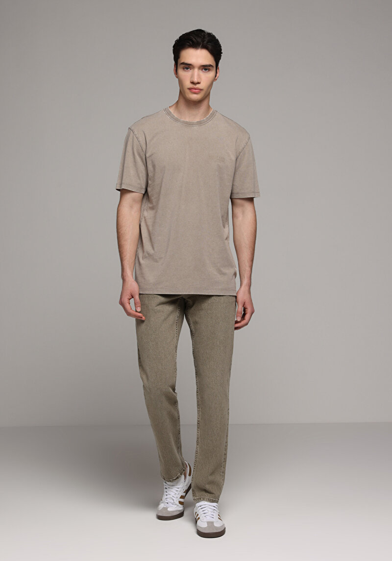 Imagine a Tricou Cu Maneca Scurta De Barbati Bej Regular Fit Cl1080506