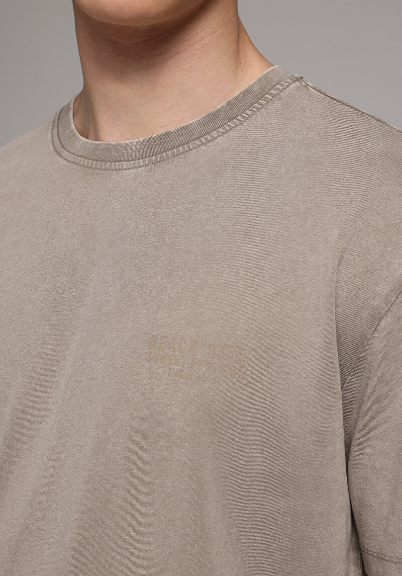 Imagine a Tricou Cu Maneca Scurta De Barbati Bej Regular Fit Cl1080506