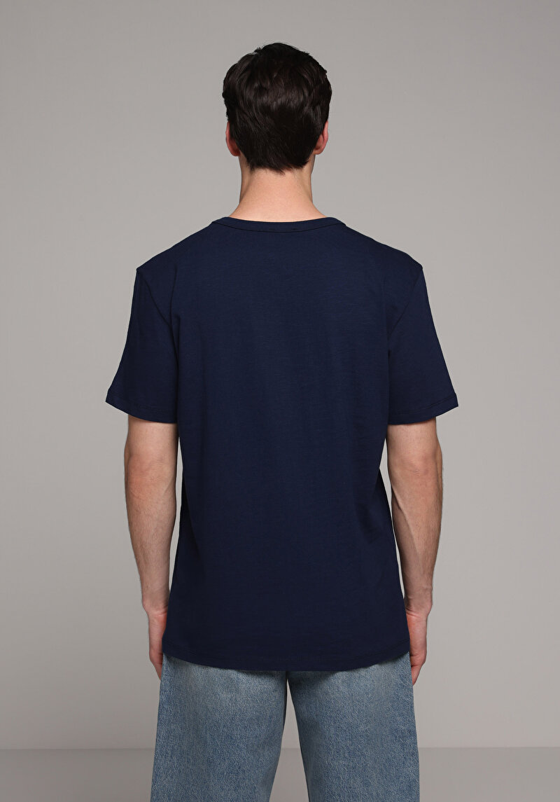 Imagine a Tricou Cu Maneca Scurta De Barbati Albastru Marin Regular Fit