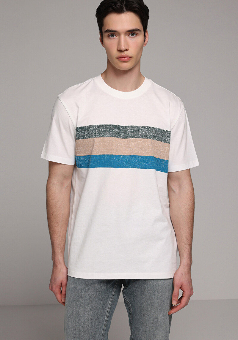 Imagine a Tricou Cu Maneca Scurta De Barbati Alb Regular Fit Cl1079387