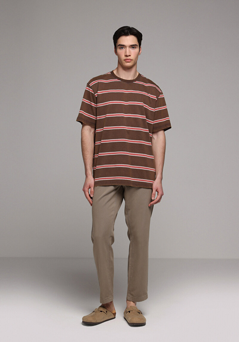 Imagine a Tricou Cu Maneca Scurta De Barbati Maro Comfort Fit  Cl1081615