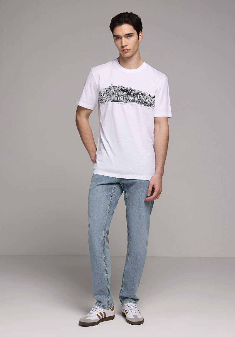 Imagine a Tricou Cu Maneca Scurta De Barbati Alb Regular Fit  Cl1079362