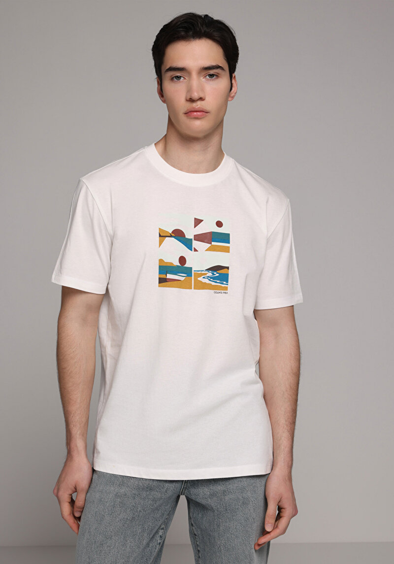 Imagine a Tricou Cu Maneca Scurta De Barbati Alb Regular Fit Cl1079386