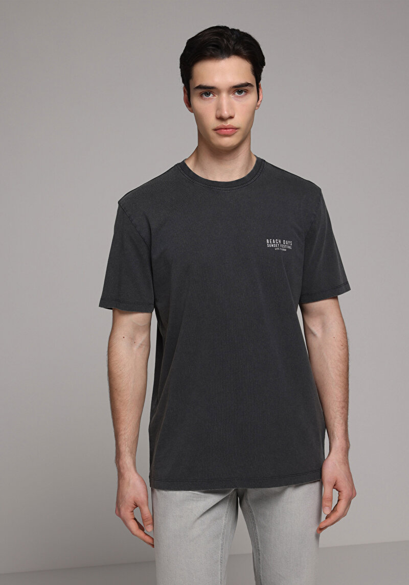 Imagine a Tricou Cu Maneca Scurta De Barbati Antracit Regular Fit Cl1080506