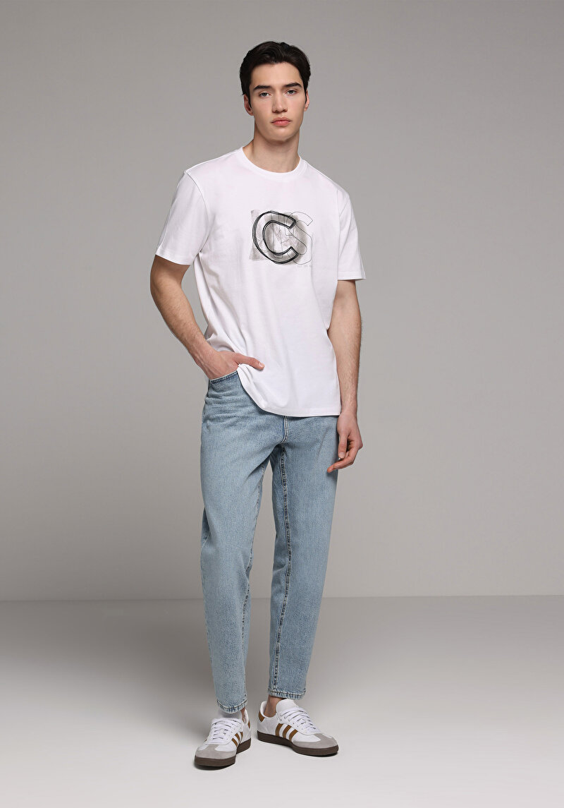 Imagine a Tricou Cu Maneca Scurta De Barbati Alb Regular Fit Cl1081617