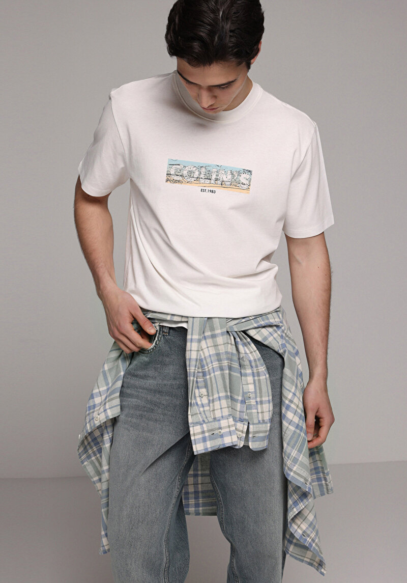 Imagine a Tricou Cu Maneca Scurta De Barbati Alb Regular Fit Cl1078535