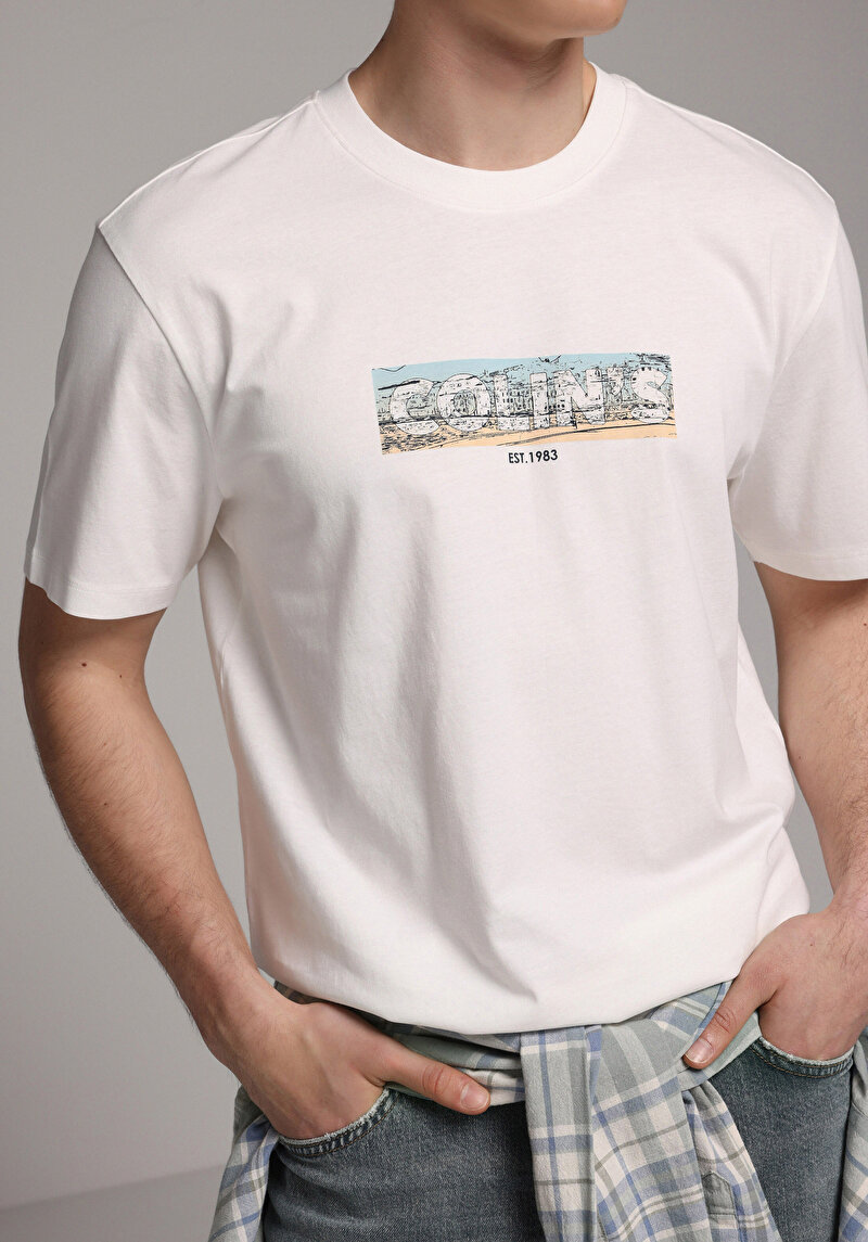 Imagine a Tricou Cu Maneca Scurta De Barbati Alb Regular Fit Cl1078535