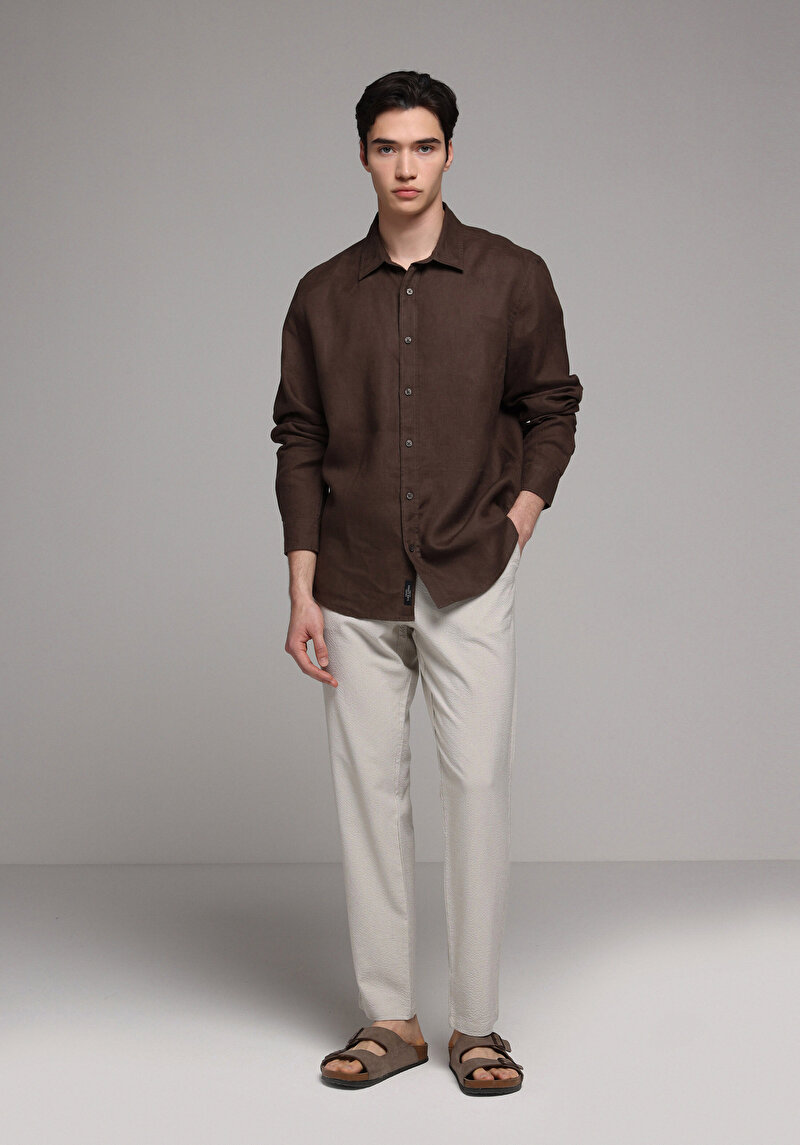 Imagine a Pantaloni De Barbati Bej Slim Fit  Cl1080003