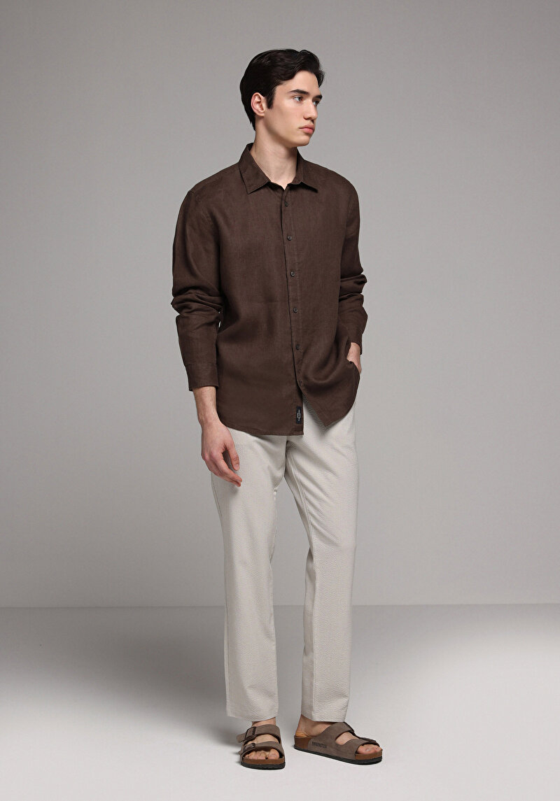 Imagine a Pantaloni De Barbati Bej Slim Fit  Cl1080003