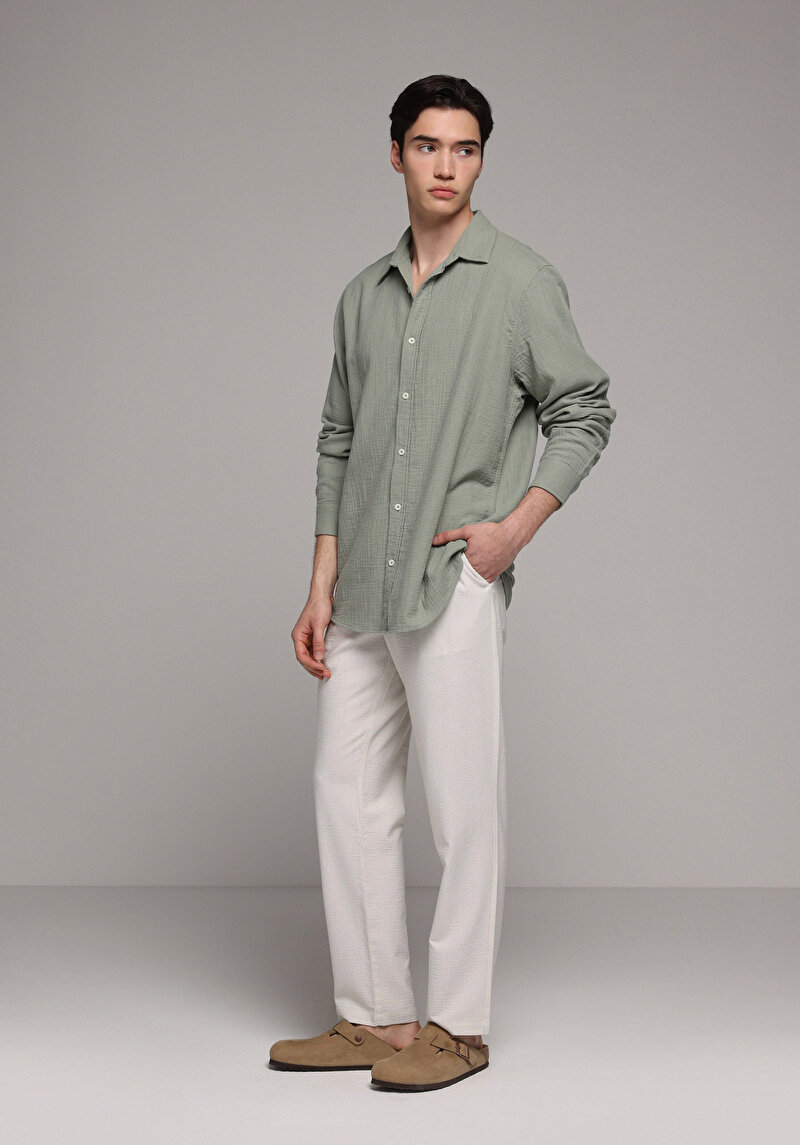 Imagine a Pantaloni De Barbati Alb Slim Fit  Cl1080003