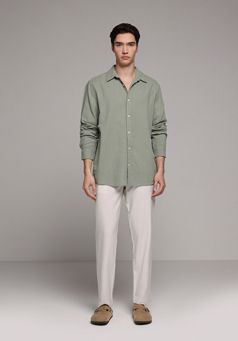 Imagine a Pantaloni De Barbati Alb Slim Fit Cl1080003