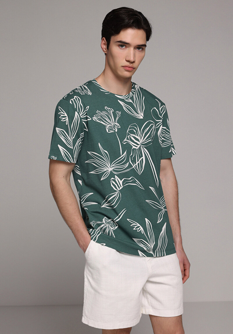 Imagine a Tricou Cu Maneca Scurta De Barbati Verde Regular Fit Cl1080605