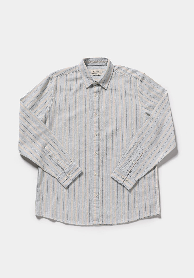 Imagine a Camasa Cu Maneca Lunga De Barbati Albastru Relaxed Fit  Cl1079090
