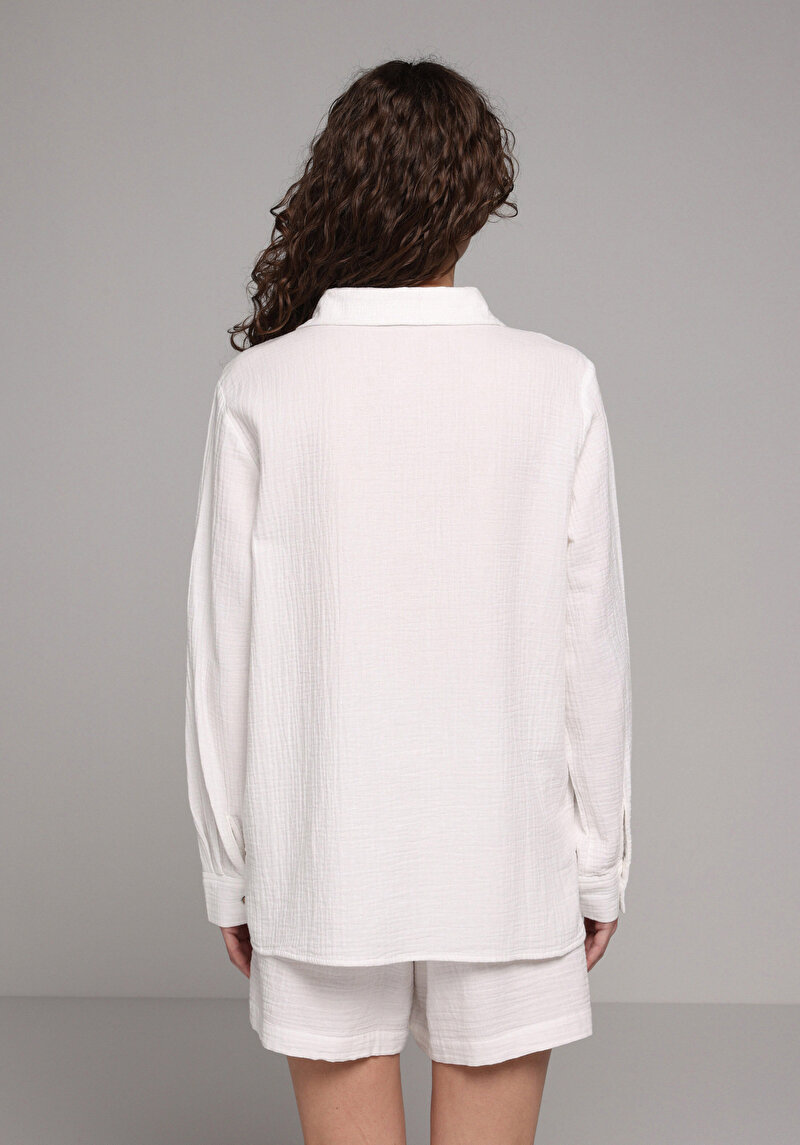 Imagine a Camasa Cu Maneca Lunga De Dama Alb Regular Fit Cl1079416