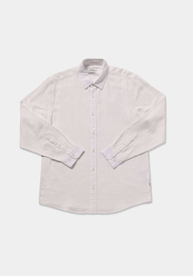 Imagine a Camasa Cu Maneca Lunga De Barbati Alb Relaxed Fit  Cl1080589