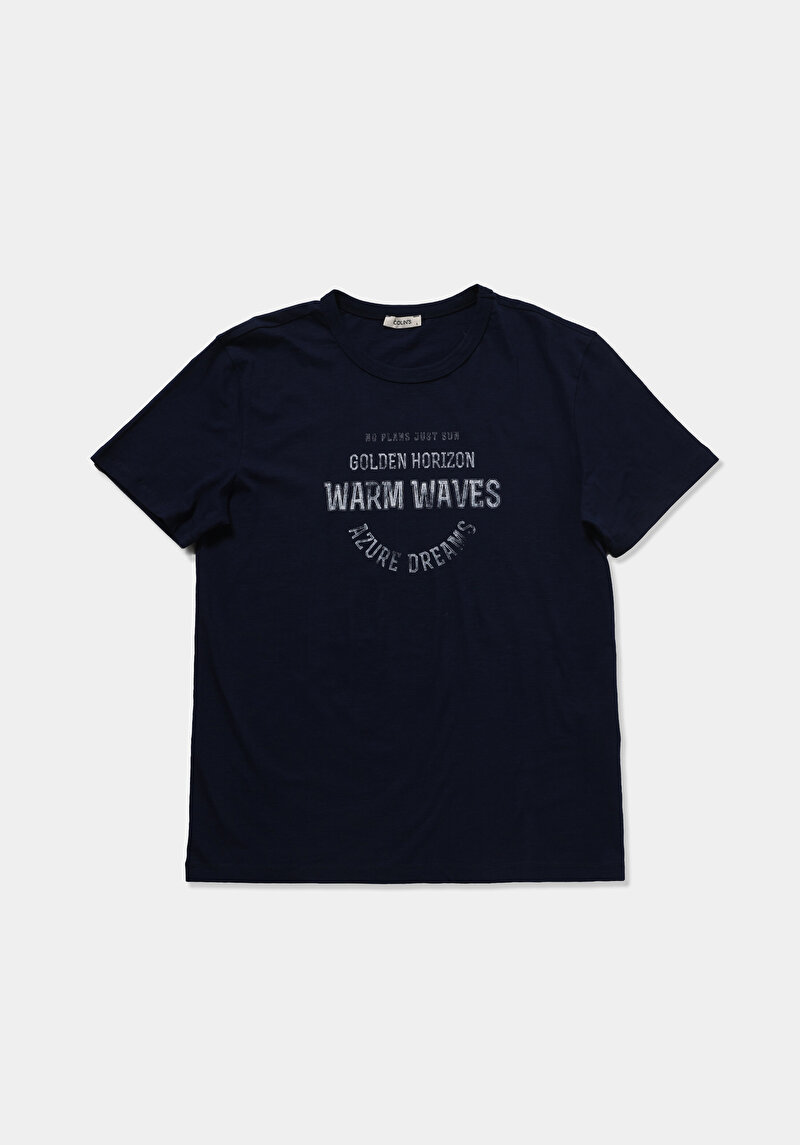 Imagine a Tricou Cu Maneca Scurta De Barbati Albastru Marin Regular Fit