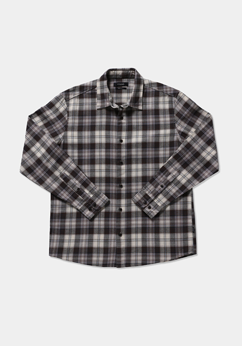 Imagine a Camasa Cu Maneca Lunga De Barbati Maro Regular Fit  Cl1076277