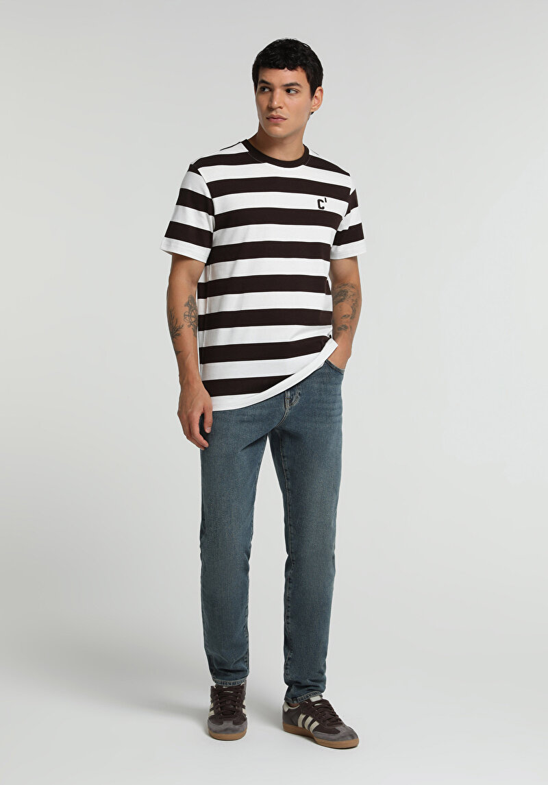 Imagine a Tricou Cu Maneca Scurta De Barbati Maro Regular Fit