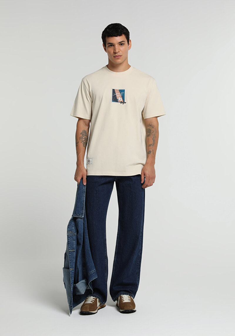 Imagine a Tricou Cu Maneca Scurta De Barbati Bej Comfort Fit
