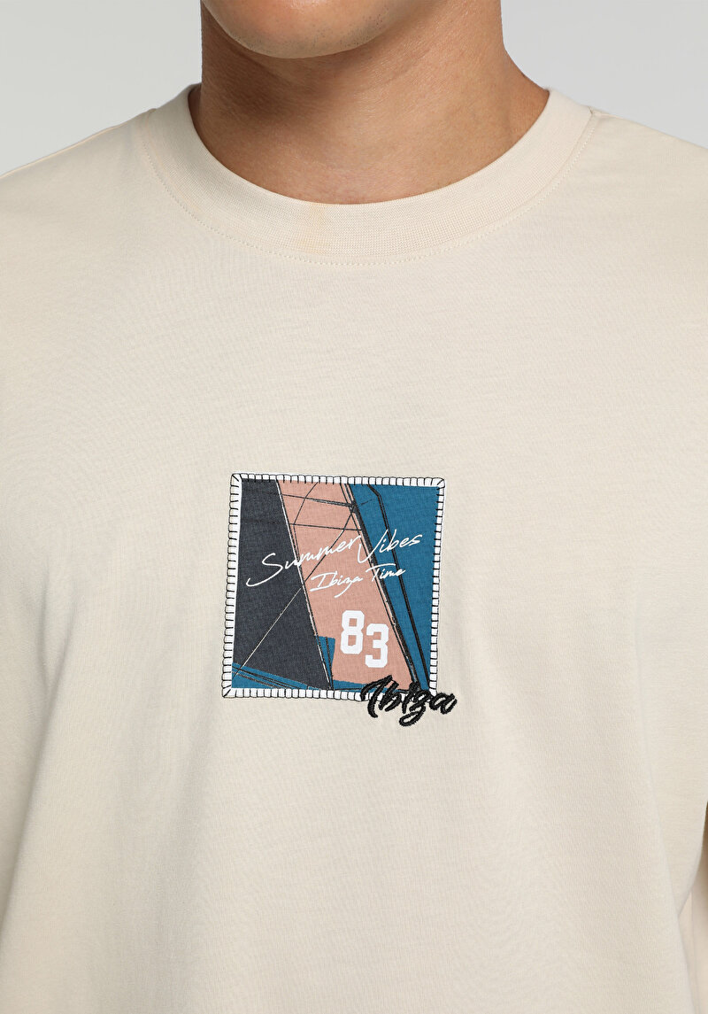 Imagine a Tricou Cu Maneca Scurta De Barbati Bej Comfort Fit