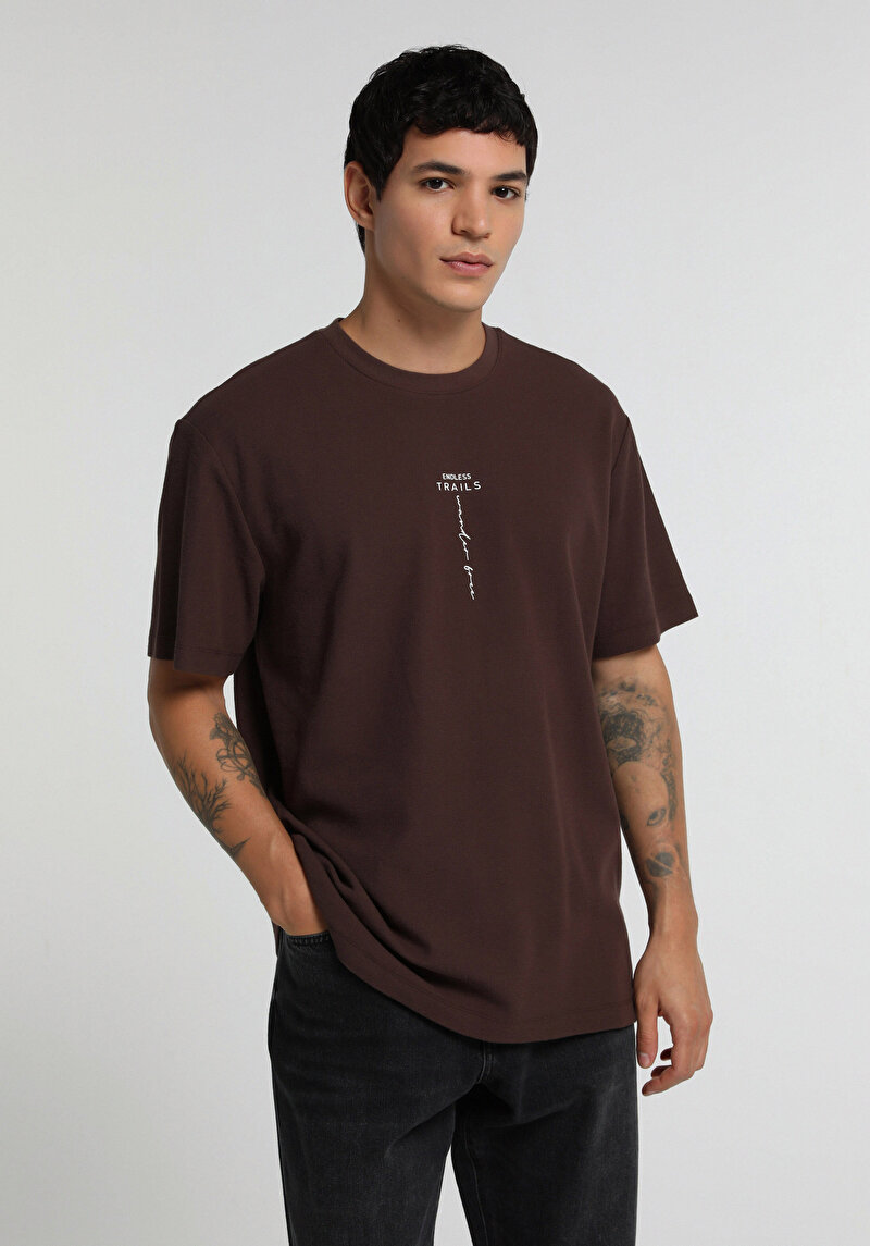 Imagine a Tricou Cu Maneca Scurta De Barbati Maro Comfort Fit  Cl1077679