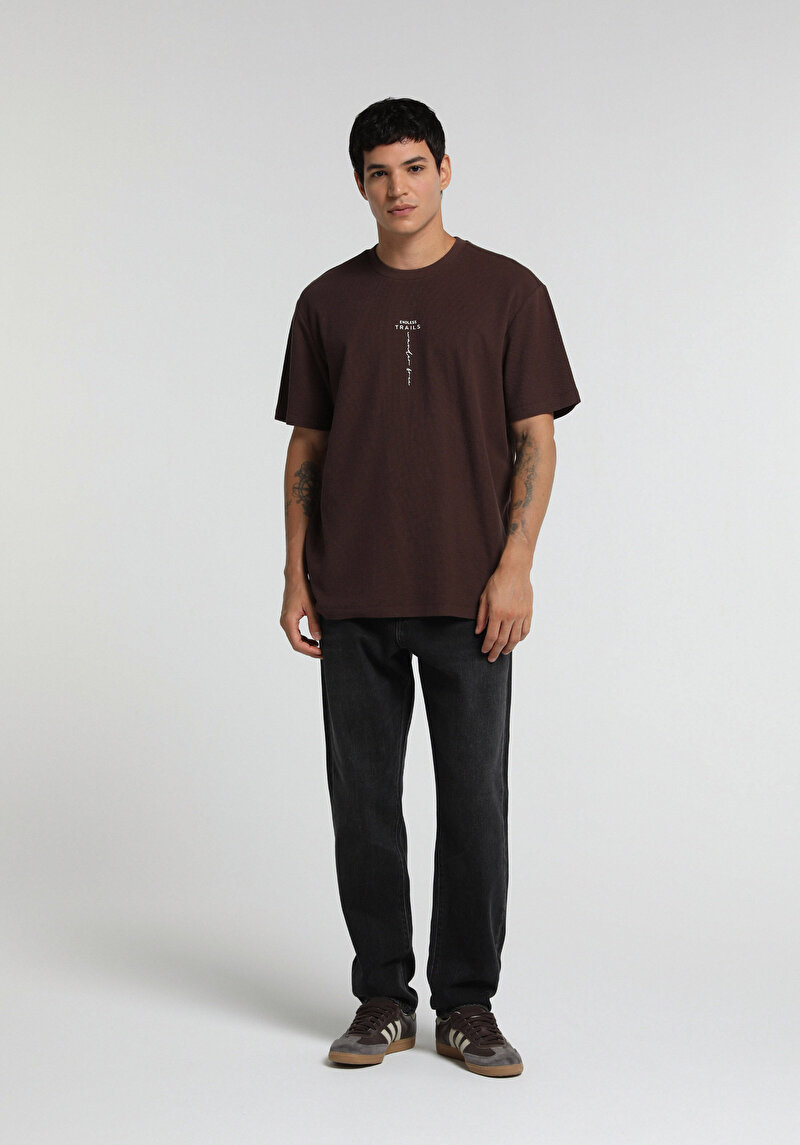 Imagine a Tricou Cu Maneca Scurta De Barbati Maro Comfort Fit  Cl1077679