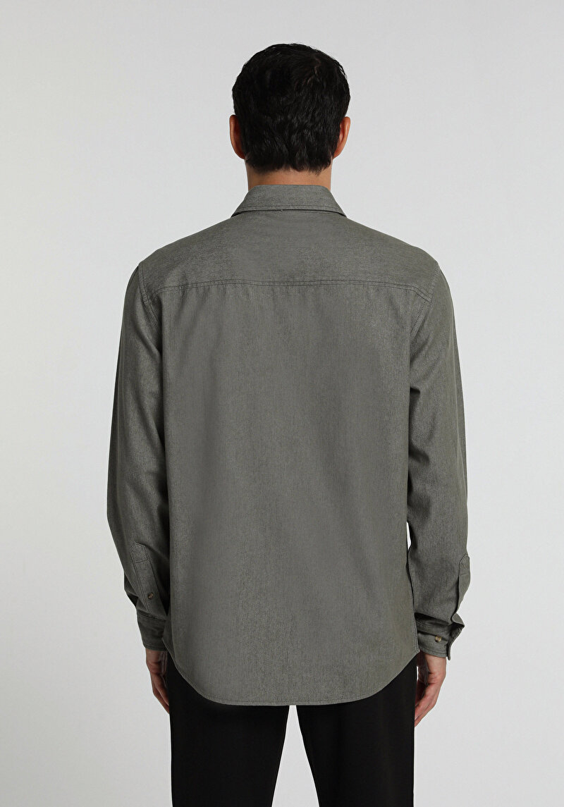 Imagine a Camasa Cu Maneca Lunga De Barbati Verde Regular Fit  Cl1077547