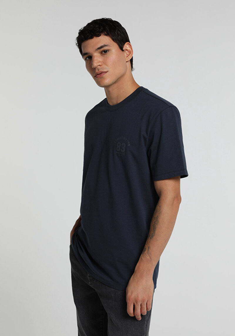 Imagine a Tricou Cu Maneca Scurta De Barbati Albastru Marin Regular Fit