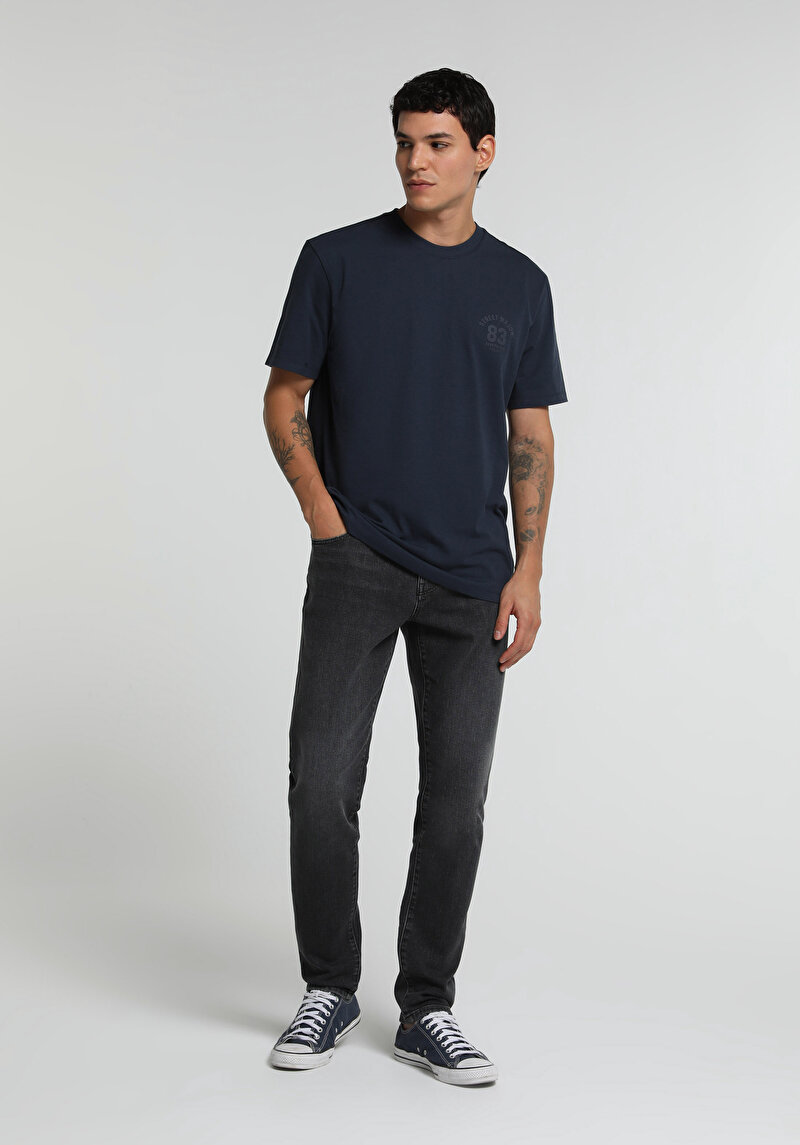 Imagine a Tricou Cu Maneca Scurta De Barbati Albastru Marin Regular Fit