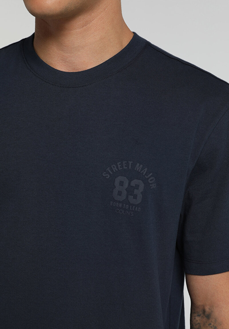 Imagine a Tricou Cu Maneca Scurta De Barbati Albastru Marin Regular Fit