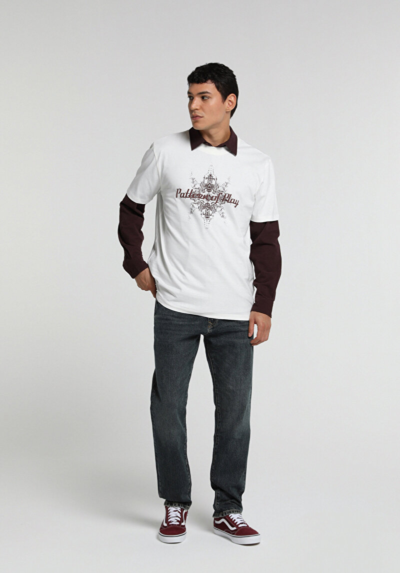 Imagine a Tricou Cu Maneca Scurta De Barbati Alb Regular Fit