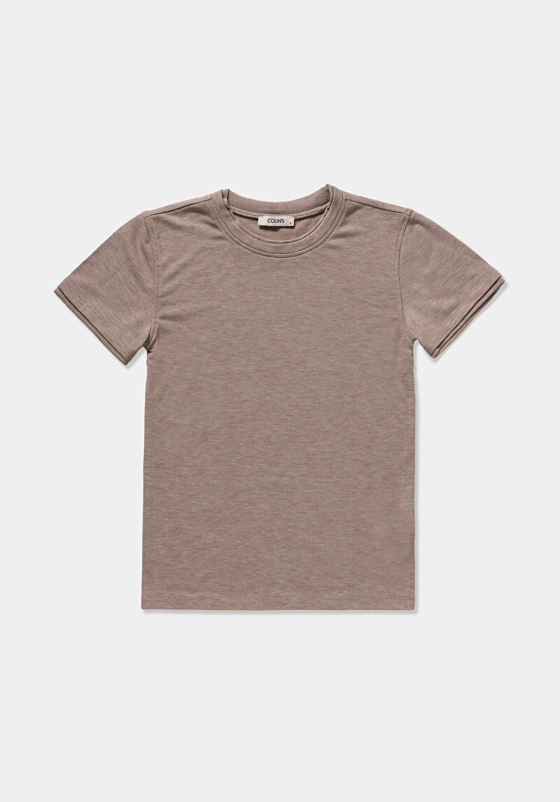 Imagine a Pulover Cu Mâneci Scurte De Dama Bej Slim Fit