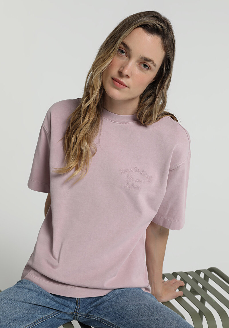 Imagine a Tricou Cu Maneca Scurta De Dama Mov Boyfriend Fit