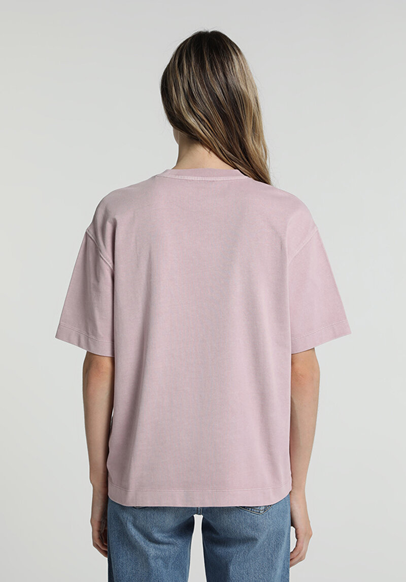 Imagine a Tricou Cu Maneca Scurta De Dama Mov Boyfriend Fit