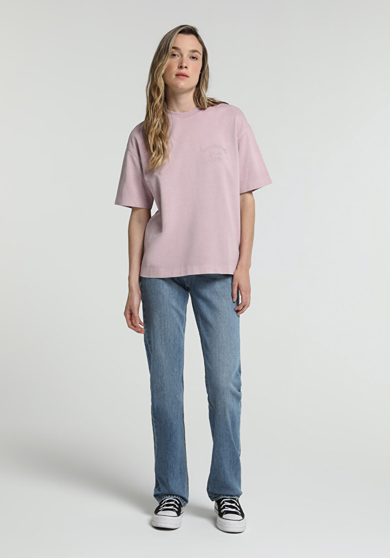 Imagine a Tricou Cu Maneca Scurta De Dama Mov Boyfriend Fit