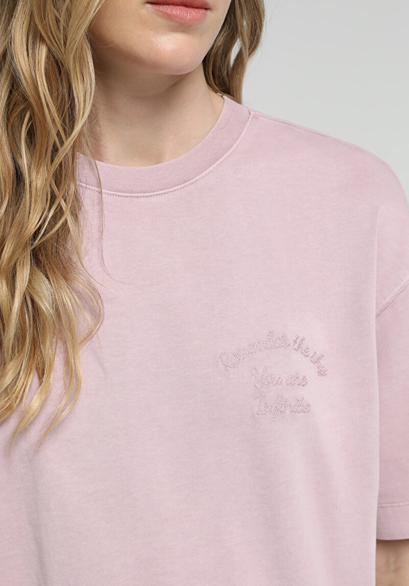 Imagine a Tricou Cu Maneca Scurta De Dama Mov Boyfriend Fit