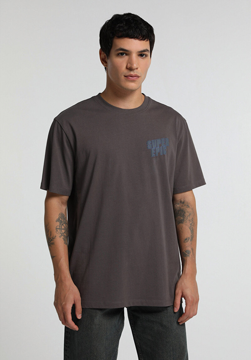 Imagine a Tricou Cu Maneca Scurta De Barbati Antracit Relaxed Fit