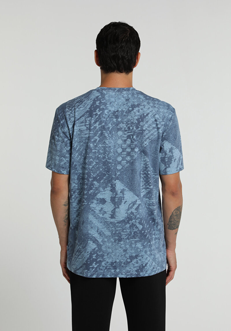 Imagine a Tricou Cu Maneca Scurta De Barbati Albastru Regular Fit