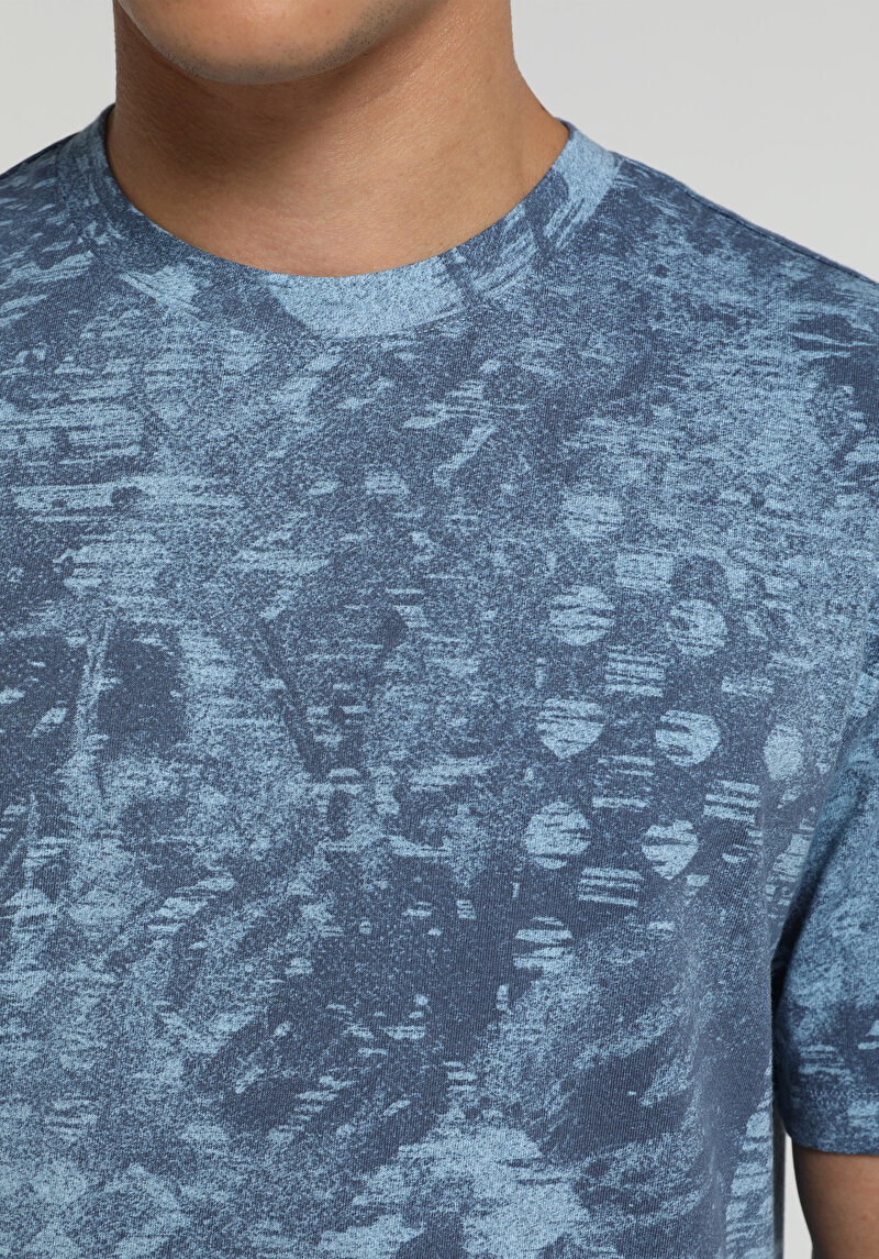 Imagine a Tricou Cu Maneca Scurta De Barbati Albastru Regular Fit