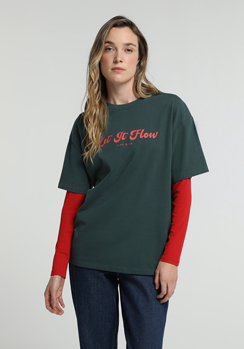 Imagine a Tricou Cu Maneca Scurta De Dama  Oversize Fit