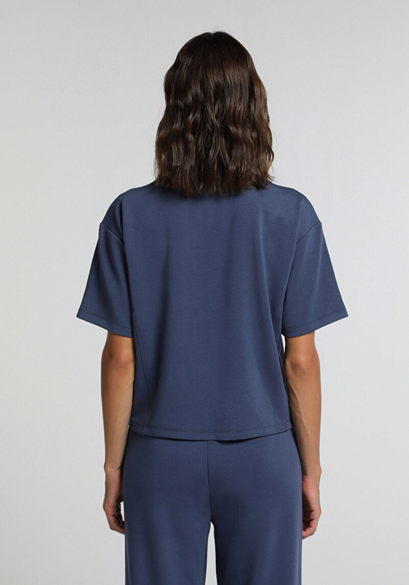 Imagine a Tricou Cu Maneca Scurta De Dama Albastru Marin Regular Fit